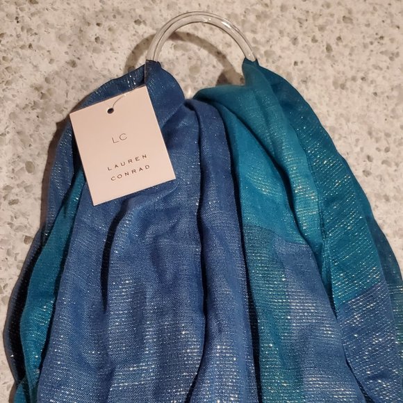 LC Lauren Conrad Infinity Scarf Brand New NWT Blue Teal Silver - Picture 8 of 10
